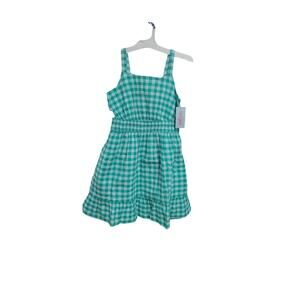 Girls' Sleeveless Smocked Waist Gingham Side Cutout Woven Dress - SIZE L